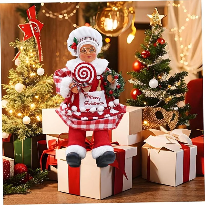 Grandma Chef Santa Figurine Cute Christmas Decoration with Hat and Apron for Kitchen Table Home Living Room - Image 5
