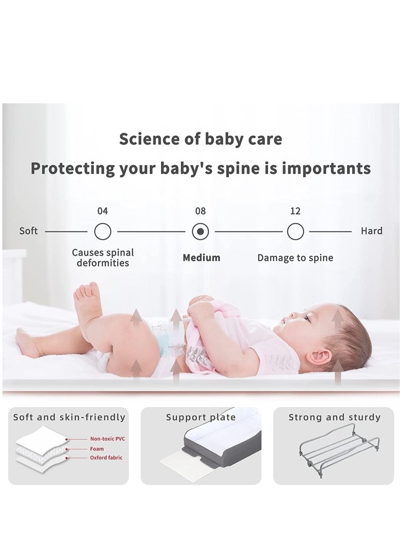 Arabest - Baby Changing Table, Portable Diaper Station with Large Storage Basket and Wheels, Adjustable Diaper Changing Table Newborn and Infant (Grey) - Image 1