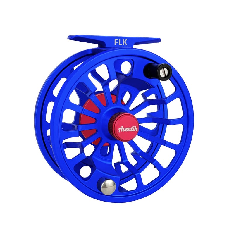 Aventik FLK Fly Fishing Reel Aluminum Trout 3/5, 5/7, 7/9wt Large Arbor Freshwater Fly Reel with Line (Blue 5/7) - Image 1