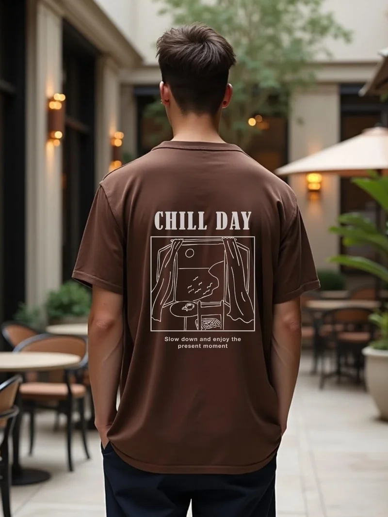 NOBERO  Chill Day Graphic Print T-Shirt for Men for Men | Best Price UAE