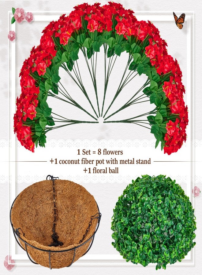TTQ Set of 2 Artificial Hanging Flower Baskets for Outdoor Decor, 16 Bundles Faux Silk Morning Glory Flowers with 2 Hanging Baskets for Porch Patio Balcony Garden Spring Summer Decoration - Image 3