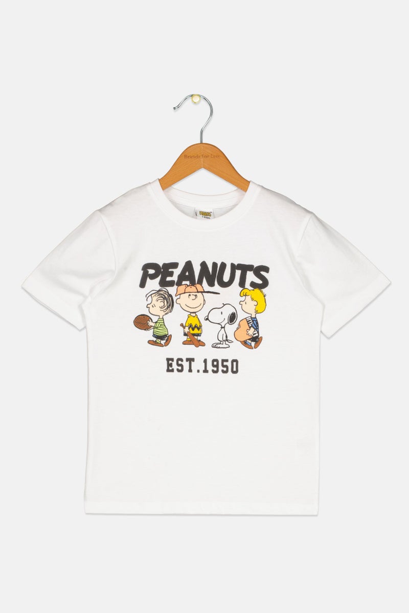 Peanuts Kids Boy Graphic Print Short Sleeve T-Shirt, White - Image 2