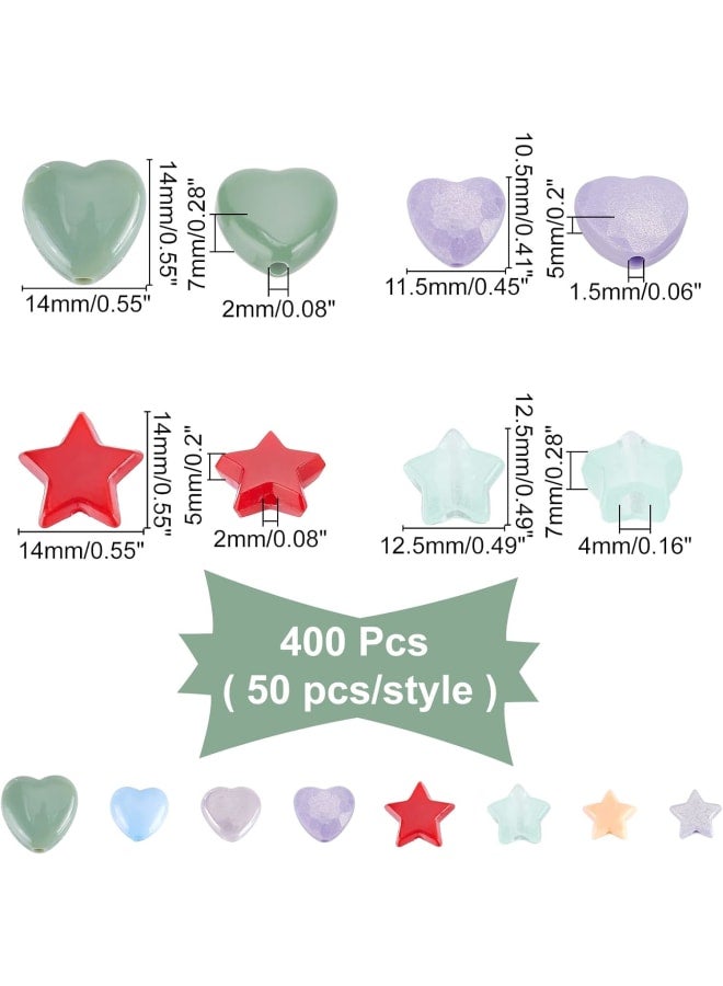 400 Pcs 8 Styles Star and Heart Acrylic Beads, Candy Color Beads Pony Beads Opaque Spacer Beads Loose Beads for Valentine's Day Bracelet Necklace Jewelry Making - Image 2