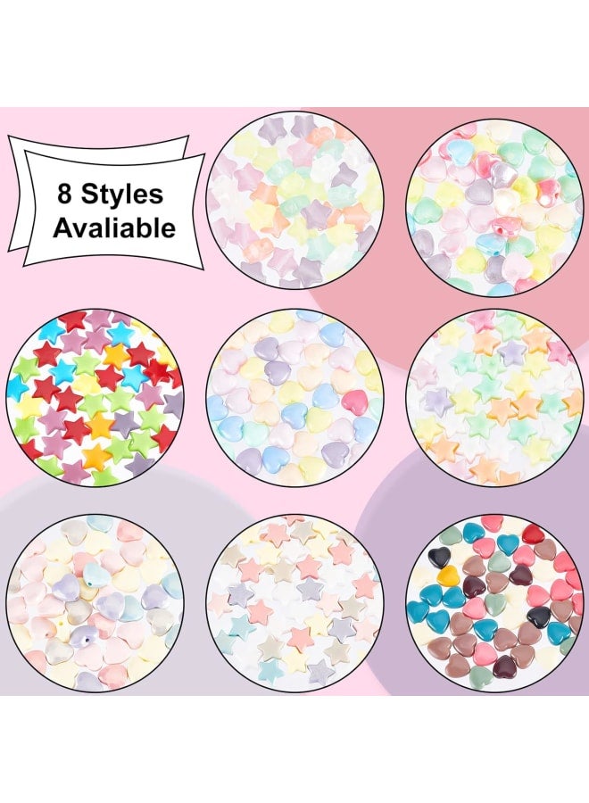 400 Pcs 8 Styles Star and Heart Acrylic Beads, Candy Color Beads Pony Beads Opaque Spacer Beads Loose Beads for Valentine's Day Bracelet Necklace Jewelry Making - Image 5