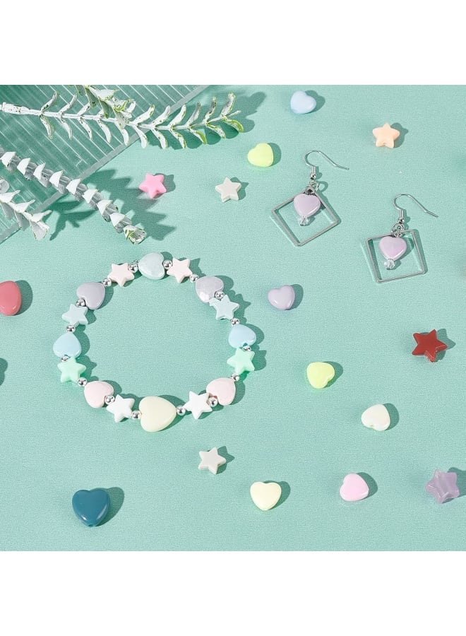 400 Pcs 8 Styles Star and Heart Acrylic Beads, Candy Color Beads Pony Beads Opaque Spacer Beads Loose Beads for Valentine's Day Bracelet Necklace Jewelry Making - Image 4