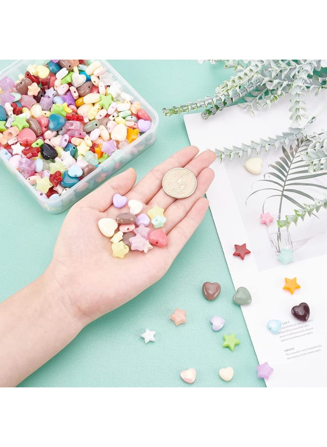400 Pcs 8 Styles Star and Heart Acrylic Beads, Candy Color Beads Pony Beads Opaque Spacer Beads Loose Beads for Valentine's Day Bracelet Necklace Jewelry Making - Image 3