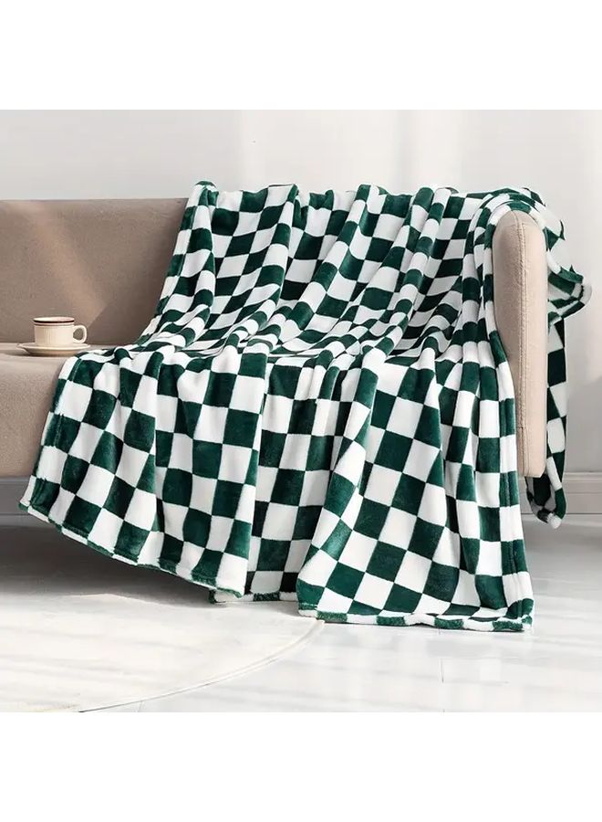 Blue Checkerboard Flannel Throw Blanket 39 37x59 06 Inch Soft Warm Cozy Plush All Season Use Couch Bed Sofa - Image 5