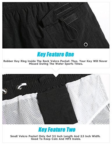 maamgic Mens Swim Trunks 5" with Mesh Lining Quick Dry Bathing Suits for Men Swim Shorts Swimwear Black Large - Image 3