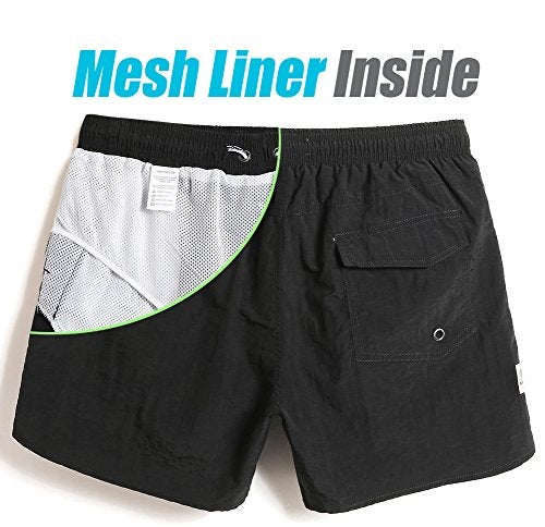 maamgic Mens Swim Trunks 5" with Mesh Lining Quick Dry Bathing Suits for Men Swim Shorts Swimwear Black Large - Image 2