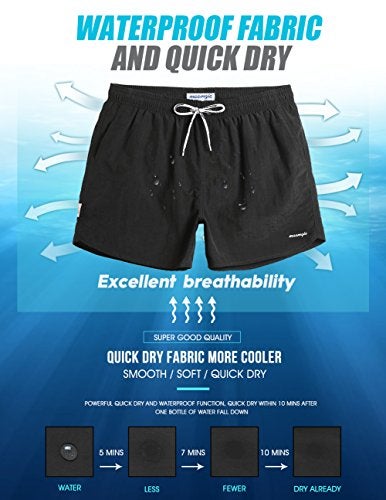 maamgic Mens Swim Trunks 5" with Mesh Lining Quick Dry Bathing Suits for Men Swim Shorts Swimwear Black Large - Image 5