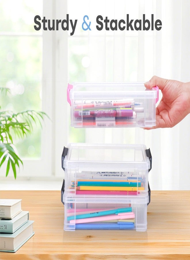 Nuozme Extra Large Pencil Box, Plastic Hard Pencil Pen Case, Clear Crayon Box Bulk Marker Organizer, Plastic Storage Box Containers With Lids For Craft, Pen, Art, School Office Supplies(Multicolor 6 Pack) - Image 5