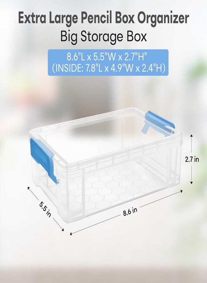 Nuozme Extra Large Pencil Box, Plastic Hard Pencil Pen Case, Clear Crayon Box Bulk Marker Organizer, Plastic Storage Box Containers With Lids For Craft, Pen, Art, School Office Supplies(Multicolor 6 Pack) - Image 2