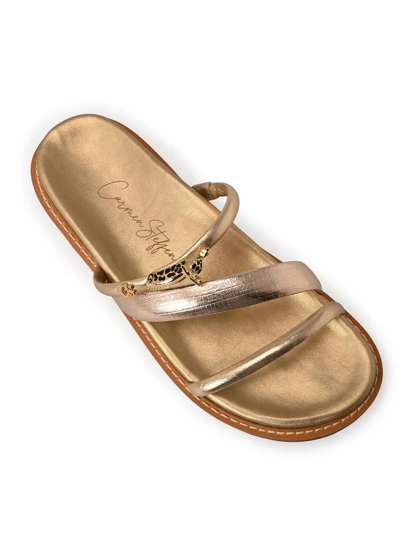Carmen Steffens  Golden Giraffe Straps and Metal Sandal for Women | Best Price UAE