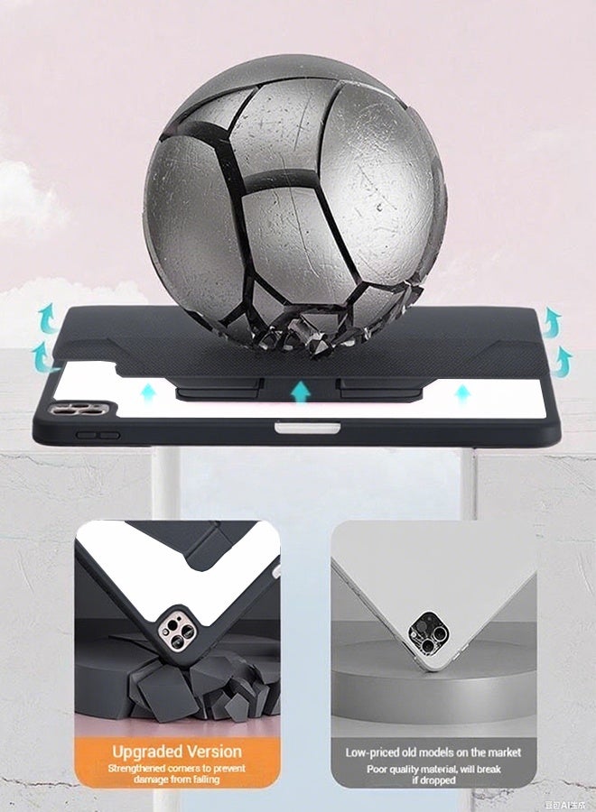 For HONOR Pad 9 12.1-Inch Case With Pen Slot/Tablet 360° Rotating Protective Case/Auto Sleep/Wake Slim Stand/Transparent Tpu Protective Case/Free AED29 Anti-Glare Protective Film/Felt Tablet Pouch- Black - Image 4