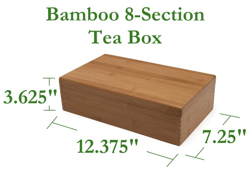 Lipper International Bamboo Wood Tea Box with 8 Compartments, 12-3/8" x 7-3/8" x 3-3/5" - Image 2