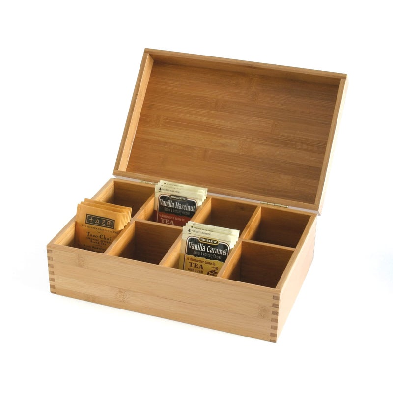 Lipper International Bamboo Wood Tea Box with 8 Compartments, 12-3/8" x 7-3/8" x 3-3/5" - Image 3