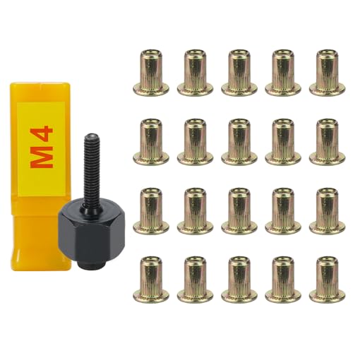 HIFESON 20pcs M4 Rivet Nuts with Hand Rivet Nut Tool Set, Manual Rivnut Tool, Hand Nut Riveter Accessory for Simple Install (M4) - Image 1