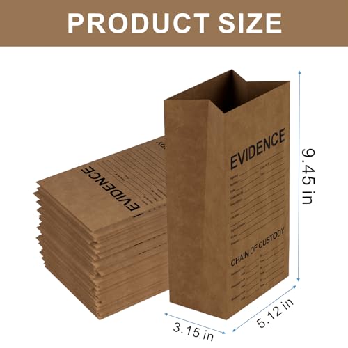 KIUKIUO 25 Pack Crime Scene Paper Evidence Bag for Receipts, 9.45 * 5 * 3 inch Paper Evidence Bags - Image 2