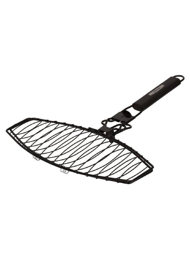 Grill Mark Rubber Handle Fish Grill Basket Black 16 x 16.25 Inch 24015 - Image 1