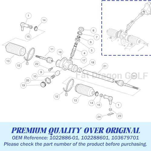 Panglong Club Car Precedent Steering Rack, Club Car Tempo Steering Rack, Golf Cart Steering Gear Box Assembly Suitable for 2004-Up Club Car Precedent and 2018-Up Tempo, OEM 102288601 - Image 5