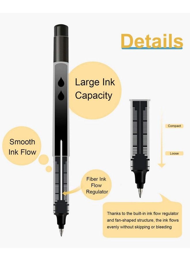 Deli 12 Pack Black Rolling Ball Pens Fine Point Pens 0.5Mm Liquid Ink Pens Quick Dry No Smear No Bleed Pens  - Image 5