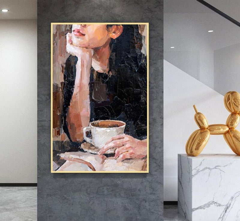 ماركتنا لوحة قماشية بتصميم فتاة مع برواز مجوف مقاس (60×90) قطعة واحدة - Image 1