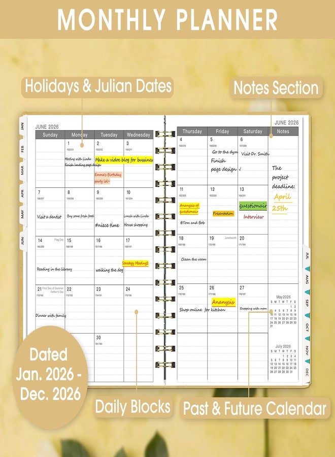 Ymumuda Academic Planner 2026,Weekly and Monthly Calendar Planner (Jan. 2026-Dec. 2026),8.5"×6.4",Hardcover Teacher School Supplies,Premium Thick Paper,Planners for School/Work Office, Kraft Paper - Image 2