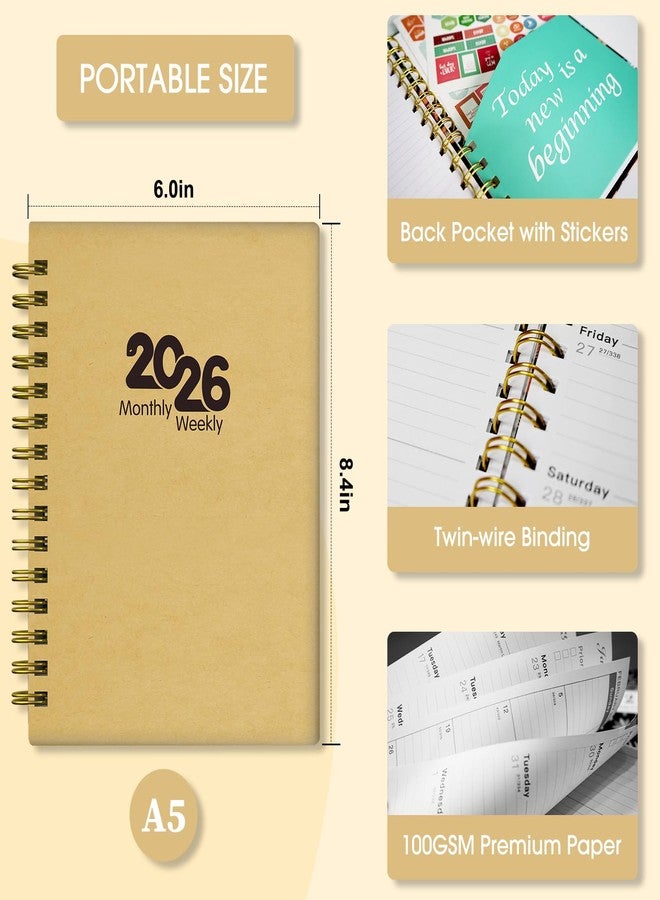 Ymumuda Academic Planner 2026,Weekly and Monthly Calendar Planner (Jan. 2026-Dec. 2026),8.5"×6.4",Hardcover Teacher School Supplies,Premium Thick Paper,Planners for School/Work Office, Kraft Paper - Image 5