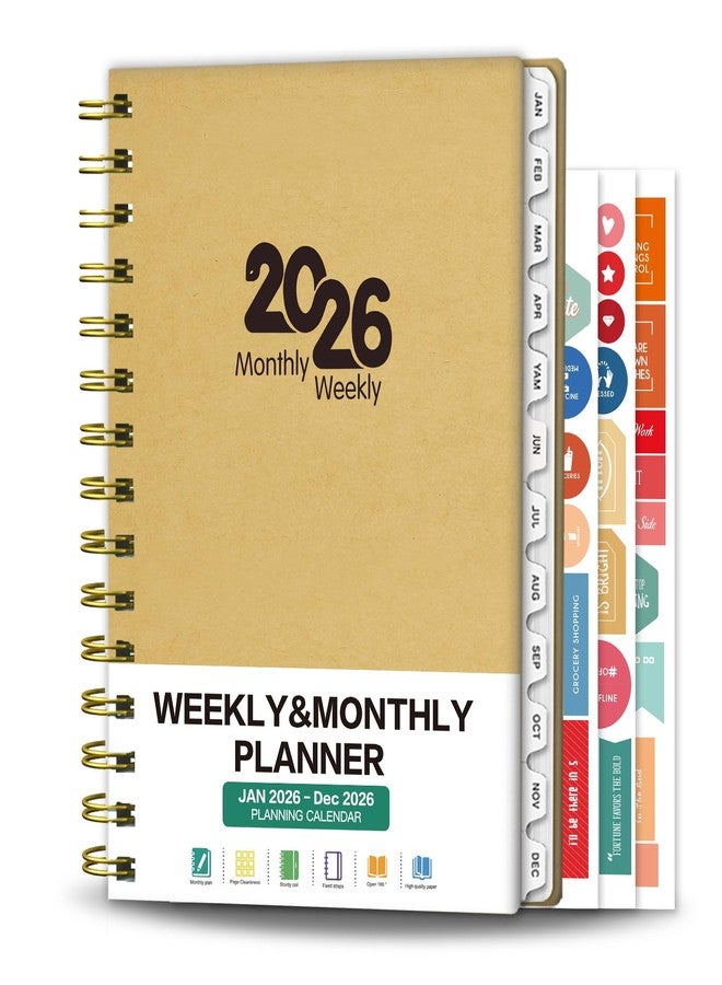 Ymumuda Academic Planner 2026,Weekly and Monthly Calendar Planner (Jan. 2026-Dec. 2026),8.5"×6.4",Hardcover Teacher School Supplies,Premium Thick Paper,Planners for School/Work Office, Kraft Paper - Image 1