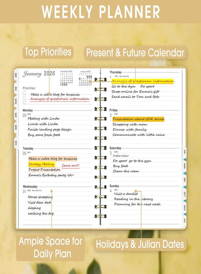 Ymumuda Academic Planner 2026,Weekly and Monthly Calendar Planner (Jan. 2026-Dec. 2026),8.5"×6.4",Hardcover Teacher School Supplies,Premium Thick Paper,Planners for School/Work Office, Kraft Paper - Image 3