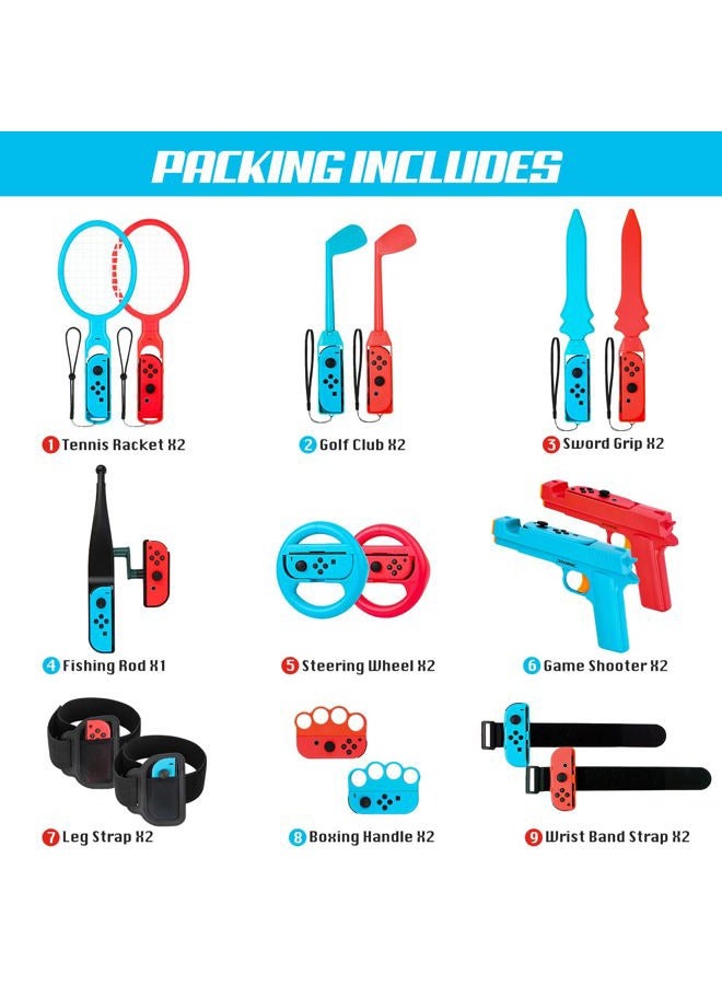 JoyHood Switch Sports Accessories Bundle Compatible with Switch/Switch OLED, 17-in-1 Family Sports Games Accessories Kit for Joy-Con Controller, Switch Sports Accessories for Kids & Adults - Image 2