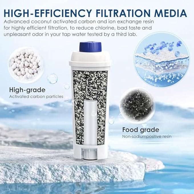 Beckacher Dlsc002 Water Filter Replacement Compatible With Delonghi Coffee Machine Filter Activated Carbon Softener For DeLonghi Magnifica Evo Dinamica Eletta Ecam Esam Etam Bco410420 Ec680800 4 Pack - Image 5