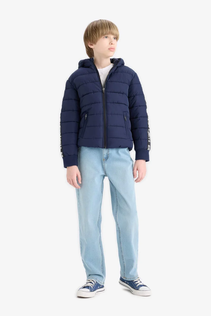 ديفاكتو Boy Hooded Water Repellent Fleece Lined Hooded Puffer Jacket