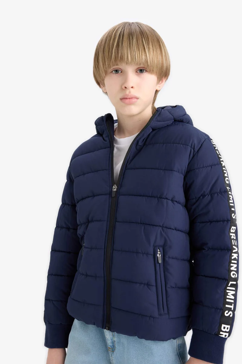 ديفاكتو Boy Hooded Water Repellent Fleece Lined Hooded Puffer Jacket