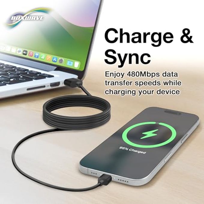 BoxWave Cable Compatible With Nokia 2780 Flip Directsync Usb 3.0 A To Usb 3.1 Type C, Usb C Charge And Sync Cable 6Ft Black - Image 3