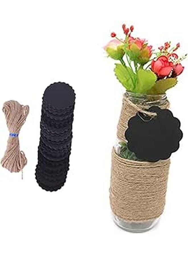 100 قطعة من بطاقات الهدايا المصنوعة من ورق الكرافت مع حبل القنب ملصقات DIY فارغة للحرف اليدوية مرابط كتب - Image 1