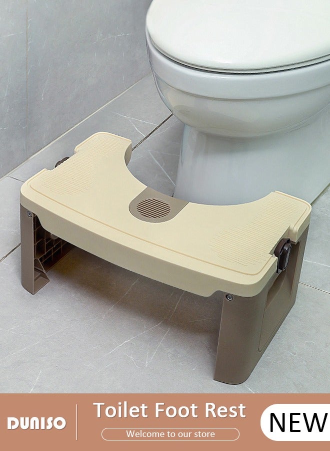 DUNISO Toilet Foot Rest with Massage Texture, Non-Slip Toilet Stool for Bathroom, Portable Foot Stool with Handle, Multifunctional Foot Rest, Foot Rest for Under Desk, Potty Squatty Stool for Adults, Stable Foot Assistance Step Stool - Image 1