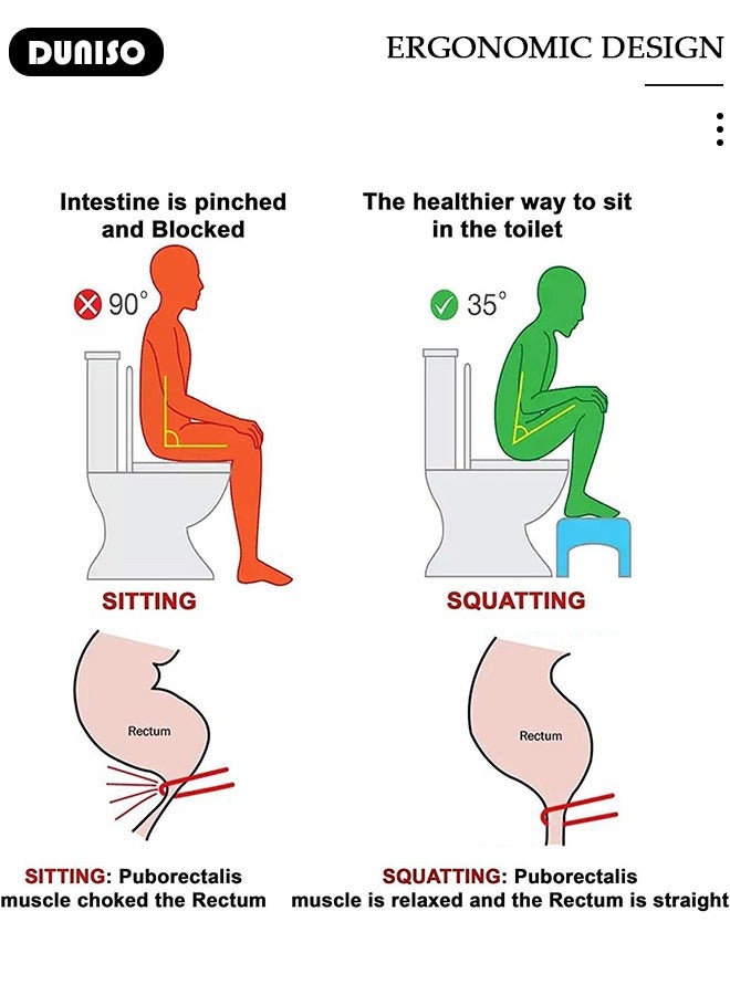 DUNISO Toilet Foot Rest with Massage Texture, Non-Slip Toilet Stool for Bathroom, Portable Foot Stool with Handle, Multifunctional Foot Rest, Foot Rest for Under Desk, Potty Squatty Stool for Adults, Stable Foot Assistance Step Stool - Image 4