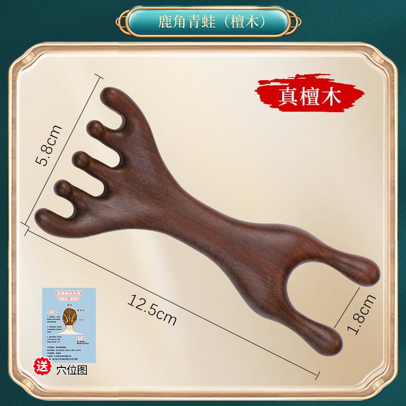 Generic Sandalwood Antler Scalp Massager Comb Antler frog [dragon and phoenix sandalwood] + picture