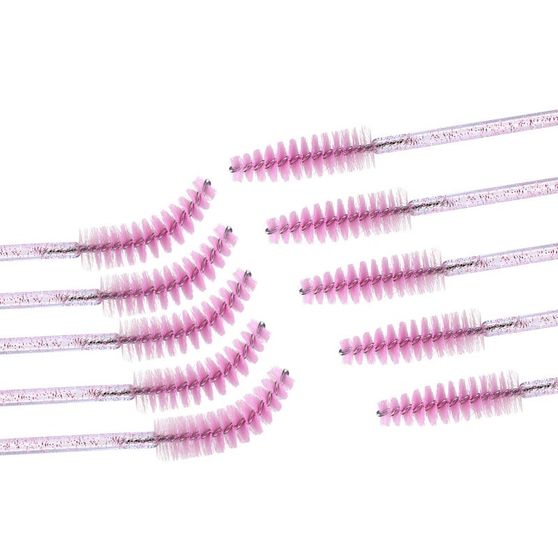 Elisel 100pcs Disposable Mascara Brushes with Container, Mascara Wands Makeup Brushes Applicators Kits for Eyelash Extensions and Eyebrow Brush (Crystal Pink) - Image 2