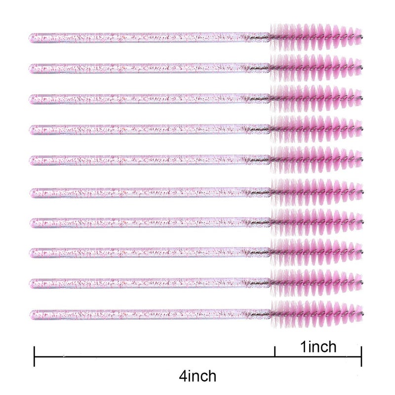 Elisel 100pcs Disposable Mascara Brushes with Container, Mascara Wands Makeup Brushes Applicators Kits for Eyelash Extensions and Eyebrow Brush (Crystal Pink) - Image 5