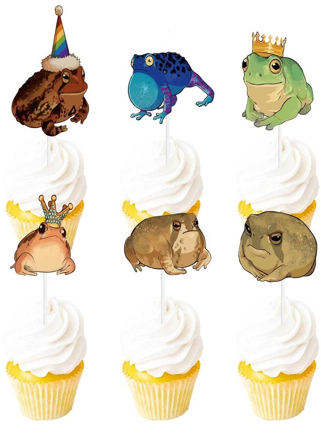 LETLIMIT 18pcs Glitter Frog Dessert Cupcake Topper Baby Show Theme Decor Supplies Girls Boys Happy Birthday Party Decorations - Image 1