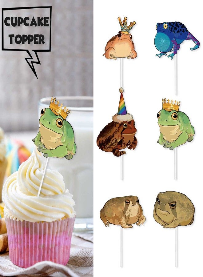 LETLIMIT 18pcs Glitter Frog Dessert Cupcake Topper Baby Show Theme Decor Supplies Girls Boys Happy Birthday Party Decorations - Image 2