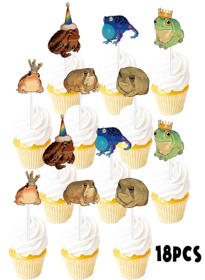 LETLIMIT 18pcs Glitter Frog Dessert Cupcake Topper Baby Show Theme Decor Supplies Girls Boys Happy Birthday Party Decorations - Image 3