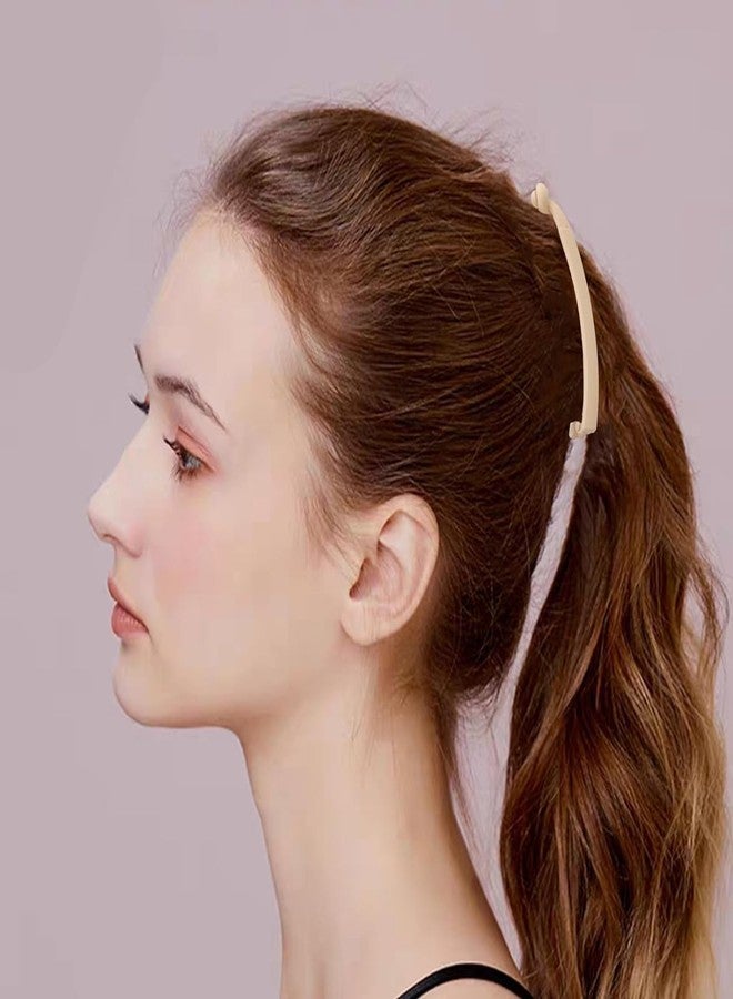 صن رينج مشابك شعر على شكل موزة من صن رينج، ذاتية القفل، مصنوعة من الأكريليك غير اللامع، مشابك شعر للنساء والفتيات، مشابك شعر غير معدنية على شكل موزة، متعددة الألوان للاستخدام اليومي (عبوة من 4 قطع) - Image 3