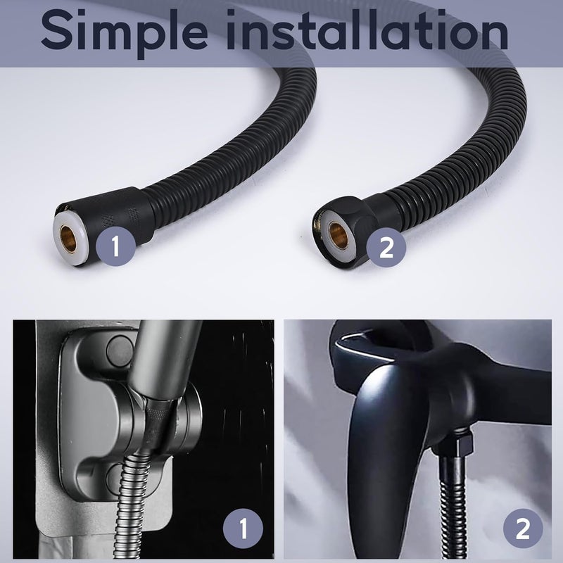 Prem Tiles Heavy Duty Stainless Steel Flexible Shower Hose Pipe with Brass Inserts Hand Shower Tube High Pressure Explodeproof Perfect for High Rise Flat House and Office 1 Mtr Black - Image 5