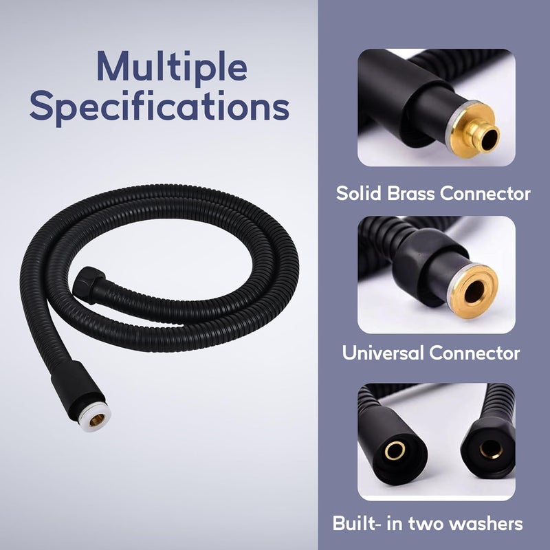 Prem Tiles Heavy Duty Stainless Steel Flexible Shower Hose Pipe with Brass Inserts Hand Shower Tube High Pressure Explodeproof Perfect for High Rise Flat House and Office 1 Mtr Black - Image 4