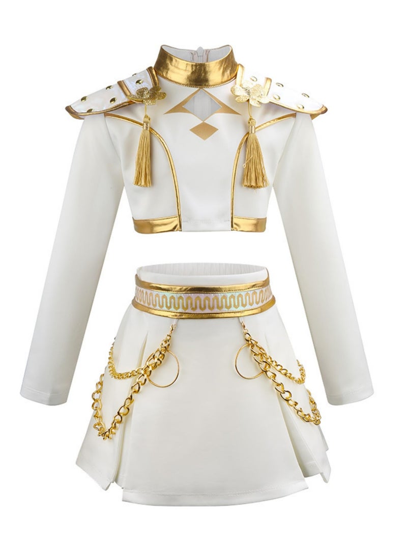 Halamodo K-POP Girls Demon Hunters Group Zoey Cosplay Costume Set, Idol Stage Outfit, Role-Play Party Costume, Halloween Party & Performance Set, For Stage Performances, Theme Parties, Talent Shows And Various Occasions ,For Ages 8 Children's Performance Outfit, One Size - Image 1