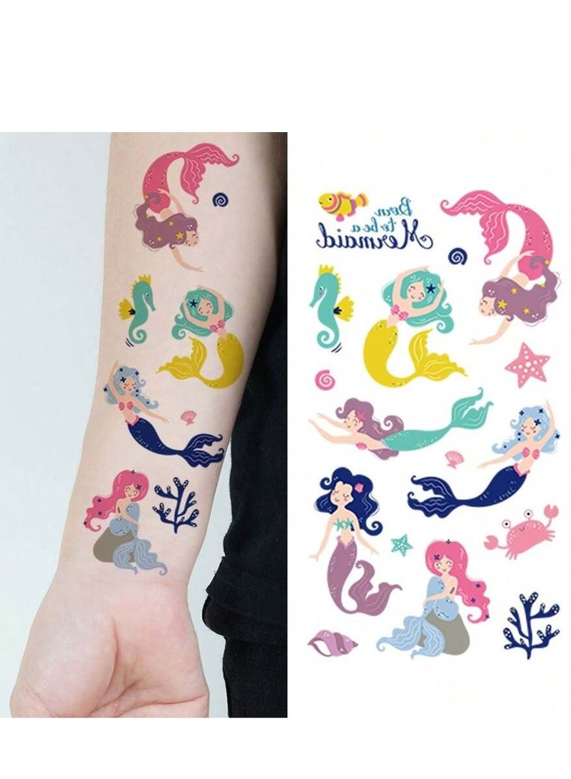 10 Sheets Cartoon Mermaid Temporary Tattoo Stickers, Waterproof Perfect for Parties, Festivals, Gifts - Suitable for Kids & Adults  - Image 3