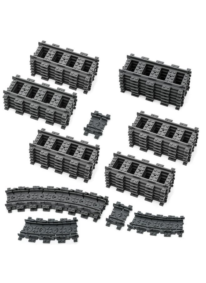 Lekebaby - City Train Tracks, 36 Straight And 24 Flexible Classic Train Tracks Accessories,Railroad Extension Building Toy Compatible With All Major Brand(60Pcs) - Image 1